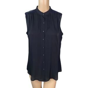 Les Aperizes RARE Black Folk Art Silk Button Down Tank Top SZ 4